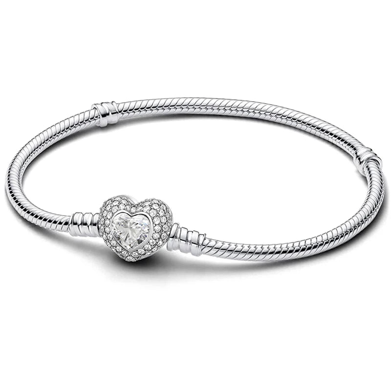 Silver Zircon Heart Love Bracelet Charm heart charm for bracelet personalization, meaningful gift giving, and daily accessory styling.