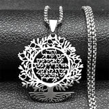 Hebrew script Tree of Life pendant necklace for faith-inspired jewelry wear, meditation, and everyday use.