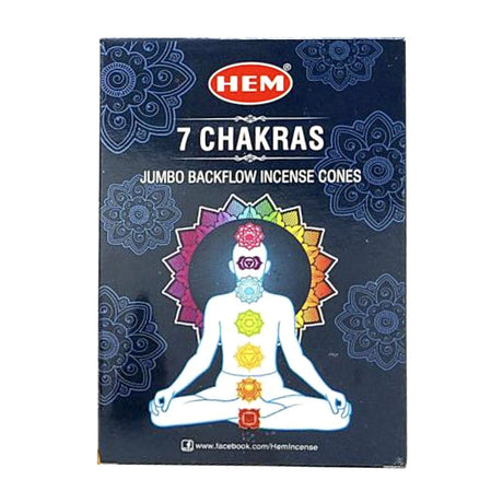 HEM 7 Chakra Jumbo Backflow Incense Cones