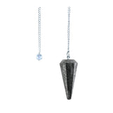 Hematite 6-sided faceted pendulum on a 9-inch chain for dowsing