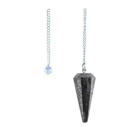 Hematite 6-sided faceted pendulum on a 9-inch chain for dowsing