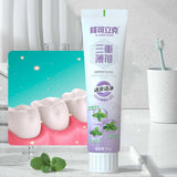 Herbal Mint Toothpaste 105g tube and packaging with mint leaf accents for natural oral care.