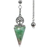 Hexagon gemstone Tree of Life pendant necklace for energy healing, pendulum use, and daily spiritual jewelry wear.