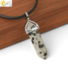 Hexagonal crystal bullet charm necklace for casual accessorizing, crystal styling, and daily wear.