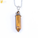 Hexagonal crystal jewelry necklace with bullet point pendant for everyday fashion, spiritual styling, and gift use.