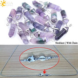 Hexagonal fluorite crystal point pendant for chakra balancing, spiritual cleansing, and daily accessory use.