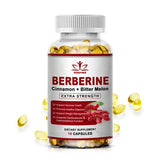 High strength Berberine HCI with Ceylon Cinnamon capsules bottle for blood sugar balance, wellness support, and daily use.