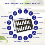 HIQILI essential oils set with sixteen 10ml bottles for massage blending, diffuser sessions, and daily aromatherapy use.