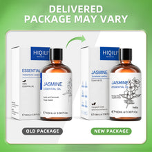 HIQILI Jasmine Ylang Ylang Orange essential oil bottle for diffuser use, relaxing aromatherapy, and freshening indoor spaces.