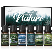 HIQILI Nature-Themed Fragrance Oils Set of 6 for ultrasonic diffusers, candle making, and natural home scenting.