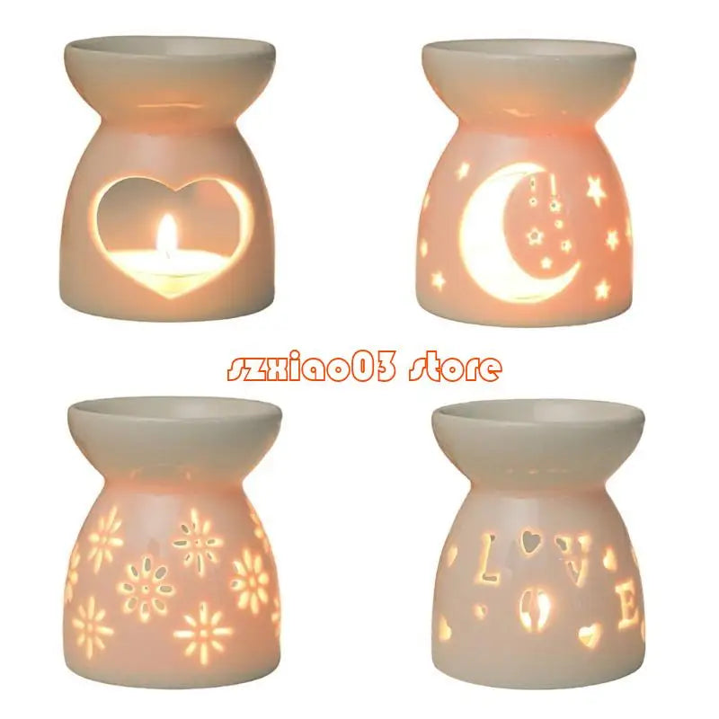 Home fragrance ceramic tealight oil warmer for diffusing essential oils and creating a calming room scent.