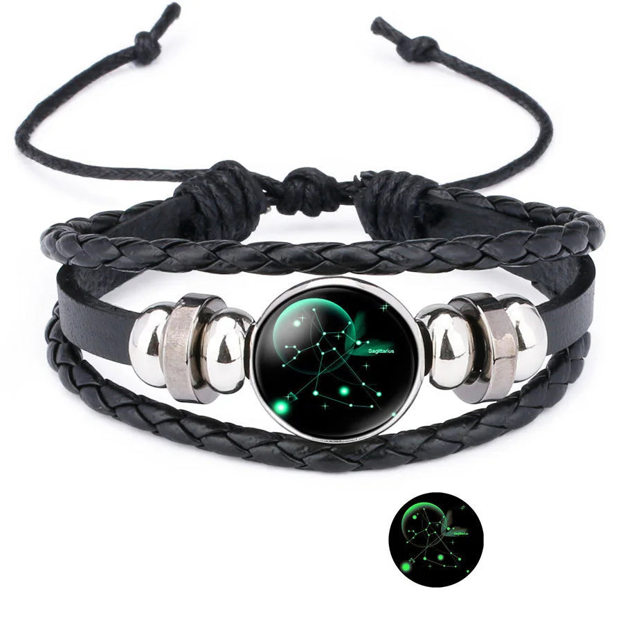 Horoscope Constellation Glow Bracelet wrist bracelet for zodiac-inspired outfits, nighttime fashion, and spiritual gift use.