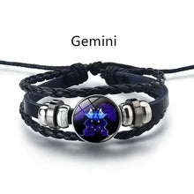 Horoscope luminous PU leather bracelet for zodiac-themed fashion, daily wristwear, and gift use.