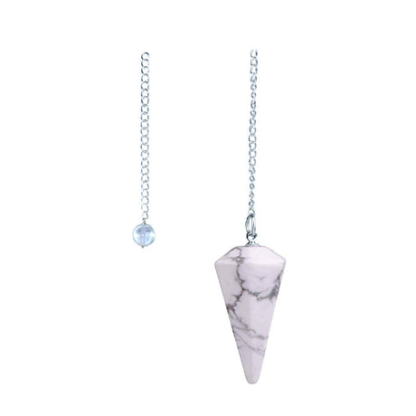 Howlite 6-sided faceted pendulum on a 9-inch chain for dowsing