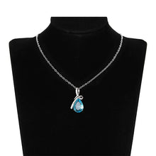 Huitan blue stone zirconia pendant necklace for women with a polished pendant for casual fashion, formal looks, and gift giving.