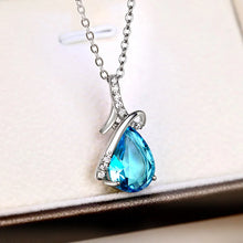 Huitan blue zirconia pendant necklace with sparkling pendant for evening wear, party styling, and jewelry gifting.