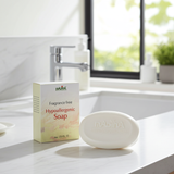 Hypoallergenic bath soap bar for body washing, daily cleansing, and personal care use.