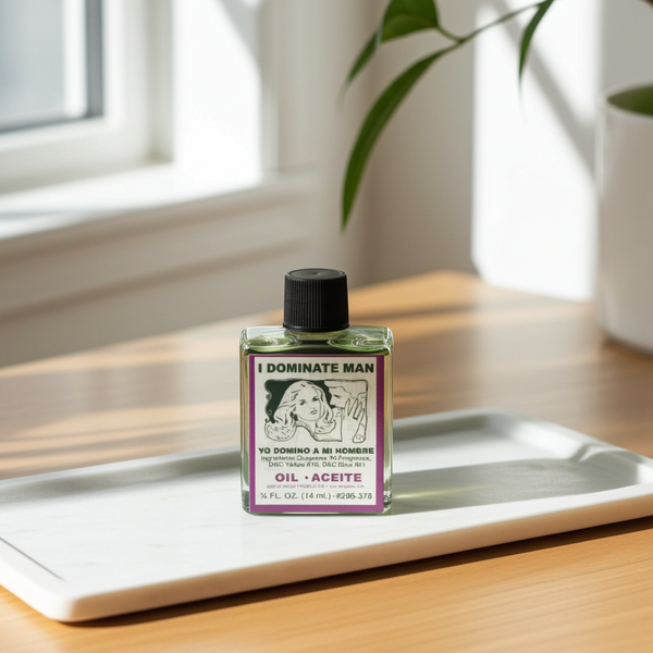 I Dominate Man Wish Oil spiritual oil bottle for attraction work, domination rituals, and intention setting.