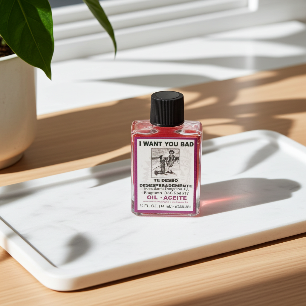 I Want You Bad Wish Oil spiritual oil bottle for desire-focused rituals, candle dressing, and manifestation practice.