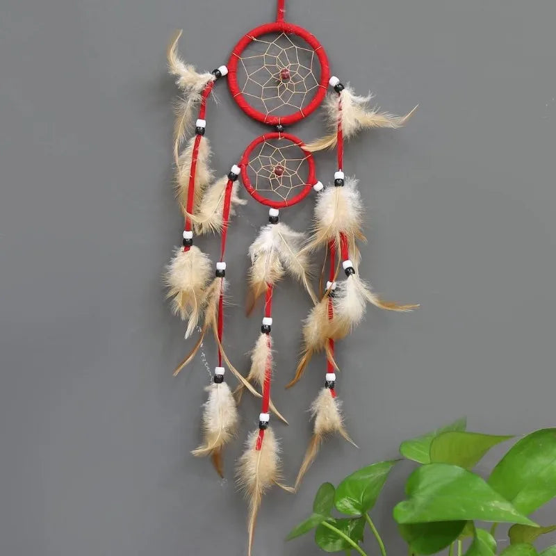 Indian Dream Catcher brown feather home decor hanging for living room styling, bedroom decoration, and spiritual-inspired interior use.
