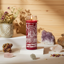 Indian Spirit red 7 day candle in glass jar for prayer, spiritual rituals, and devotional use.