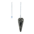 Indigo Gabbro (Mystic Merlinite) 6-sided faceted pendulum on a 9-inch chain