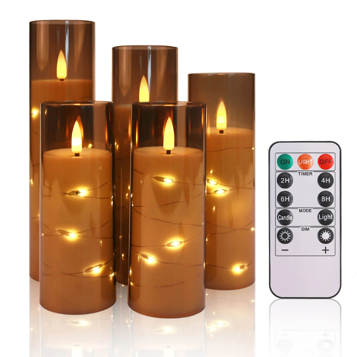 Indoor LED candle set flameless with remote control for home decoration, seasonal displays, and child-safe accent lighting.