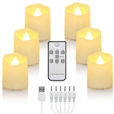Indoor rechargeable LED tea light candles for bedroom decor, relaxing light, and flameless home use.