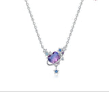 Infinite Love Purple Heart Planet Pendant necklace charm for romantic gifting, everyday wear, and celestial jewelry styling.