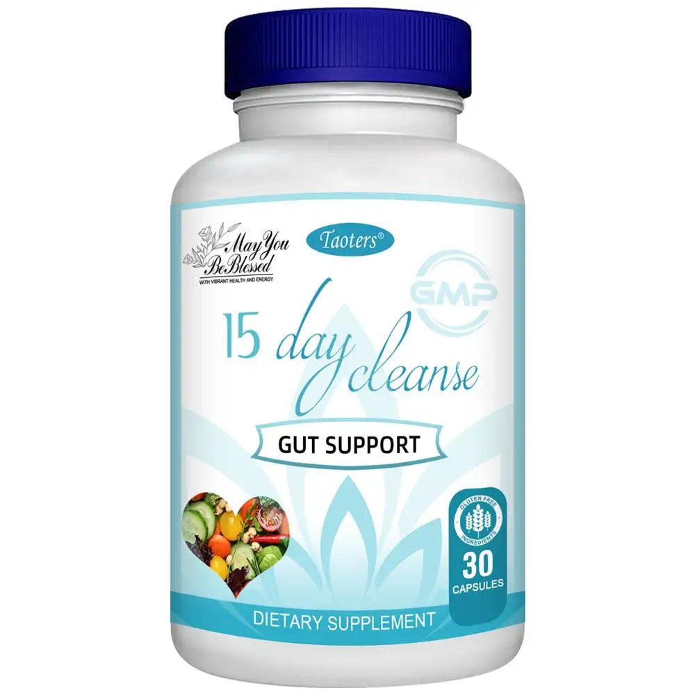 Intestinal cleansing refresh capsules bottle for digestive system support, bowel cleansing, and 15-day refresh use.