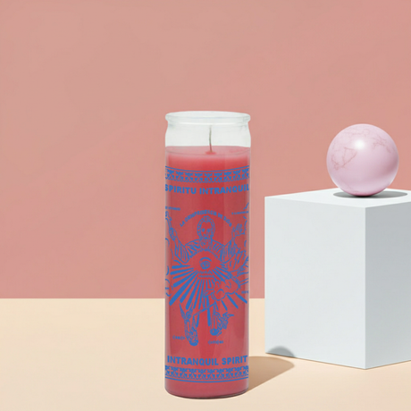 Intranquil Spirit pink prayer candle for devotional burning, spiritual petitions, and ritual practice.