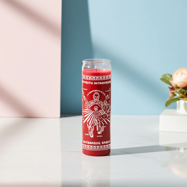 Intranquil Spirit red 7 day candle for spiritual work, prayer, and ritual use.