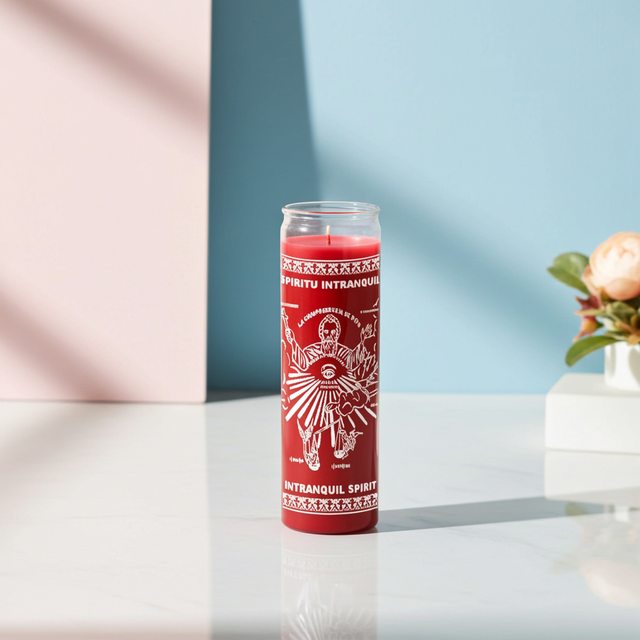 Intranquil Spirit red 7 day candle for spiritual work, prayer, and ritual use.