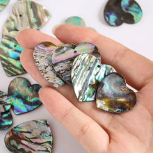 2PCS Natural Abalone Shell Heart Pendants with iridescent shell finish for statement jewelry making and pendant crafting.