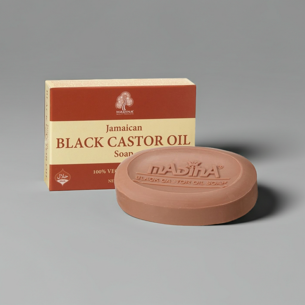 Madina Jamaican Black Castor Oil Natural Soap bar for face and body cleansing, bathing, and everyday skin care.