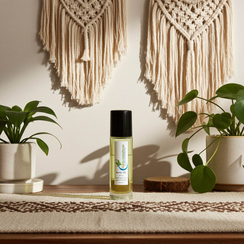 Jamaican Plum Body Oil bottle of hydrating body oil for nourishing skin and locking in moisture after bathing.