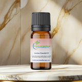 Jasmine essential oil bottle for diffuser use, calming aromatherapy, and freshening indoor spaces.