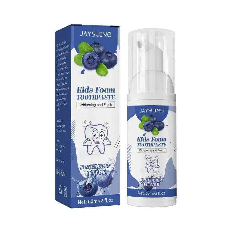 Jaysuing Kids Foam Toothpaste 60ml product display packaging on white background for kids dental care.