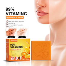 Jaysuing Vitamin C Whitening Soap bar and packaging with skin benefits on white background.