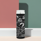 Jinx Removing black glass candle for candle burning, jinx removal, and cleansing ceremonies.