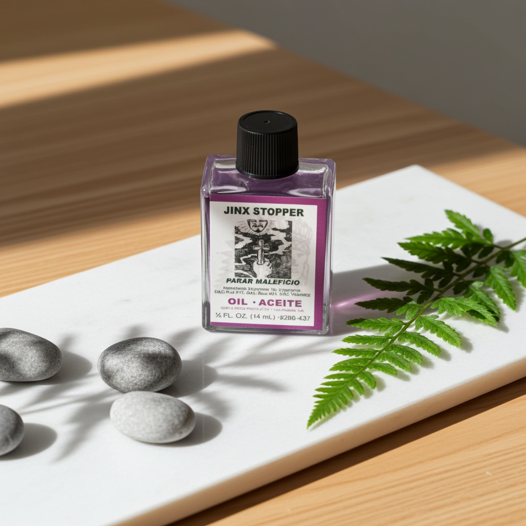 Jinx Stopper Wish Oil bottle ritual dressing oil for candle dressing, intention setting, and spiritual practice.