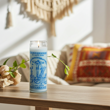 The Just Judge white 7-day candle for prayer, justice work, and spiritual ritual use.