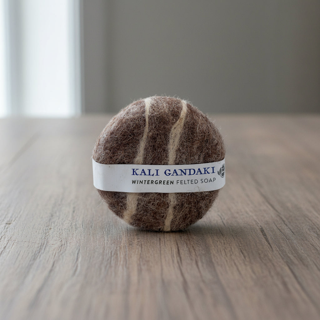 Kali Gandaki Wintergreen Felted Herbal Soap