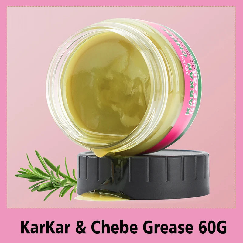 Pure Natural Karkar Chebe Hair Growth grease jar with black cap for protective hair growth treatment.