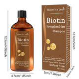 Water Ice Levin Biotin + Keratin shampoo bottle for reinforcing damaged strands, cleansing the scalp, and supporting fuller-looking hair.