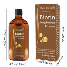 Water Ice Levin Biotin + Keratin shampoo bottle for reinforcing damaged strands, cleansing the scalp, and supporting fuller-looking hair.