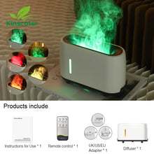KINSCOTER bedroom essential oil diffuser flame humidifier for sleep-friendly aromatherapy, dry air relief, and cozy atmosphere.