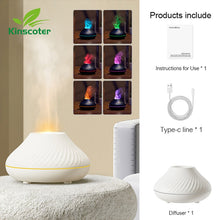 KINSCOTER volcanic flame diffuser humidifier for essential oils, soothing mist output, and spa-like home relaxation.