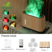 KINSCOTER LED flame diffuser and humidifier for aromatherapy sessions, indoor air moisture, and nighttime relaxation.