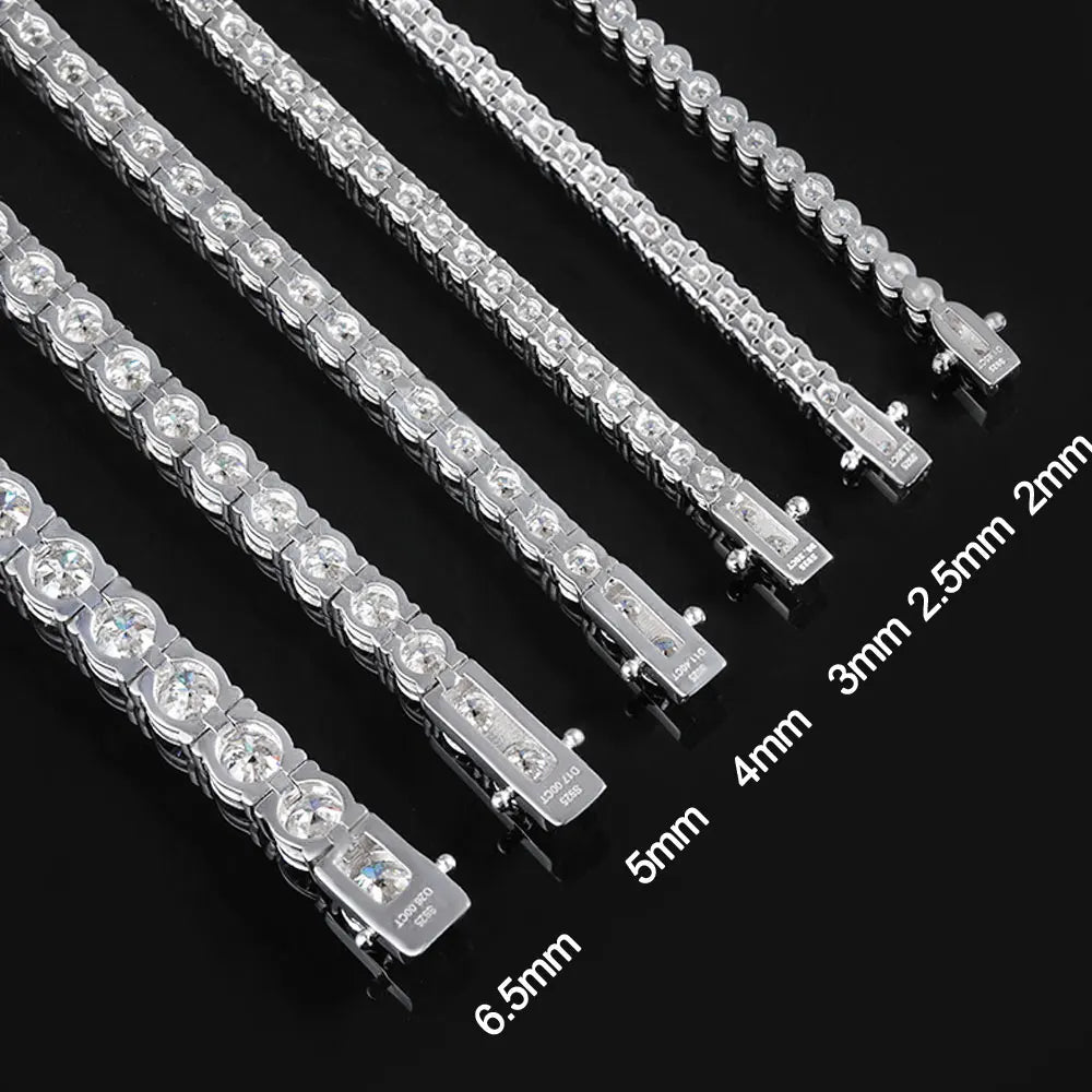 KNOBSPIN silver moissanite tennis bracelet for stacking, dressy outfits, and everyday sparkle.